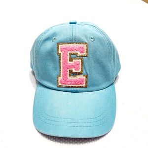 E monogrammed ball cap - blue - new with tags
